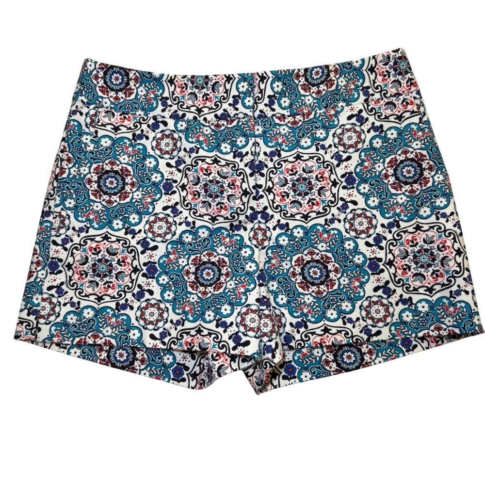 Ann Taylor Loft Blue Red Medallion Paisley‎ Shorts Size 2 NWT New Cotton Blend